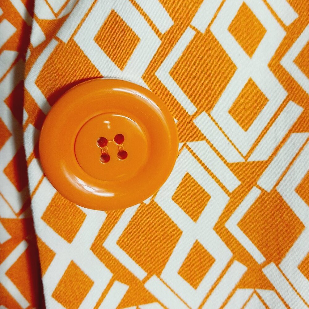 Eden Court, Small, Women's Orange & White Print Jacket, Stylish, Fitted & Flare - Picture 8 of 16